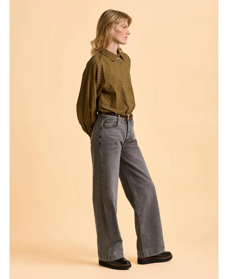 Brakeburn Women's Julia Balloon Sleeve Loose Fit Shirt