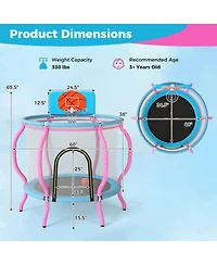 Gymax 48'' Kids Trampoline Indoor & Outdoor Pumpkin Trampoline w/Basketball Hoop
