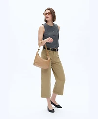 Bayeas Women's Mid-Rise Wide-Leg Patch-Pocket Capri Jeans