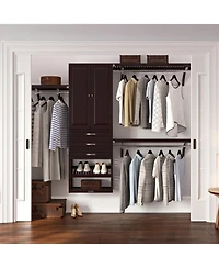 John Louis Home Solid Wood Walk-In Closet Organizer with 3 Drawers and Doors