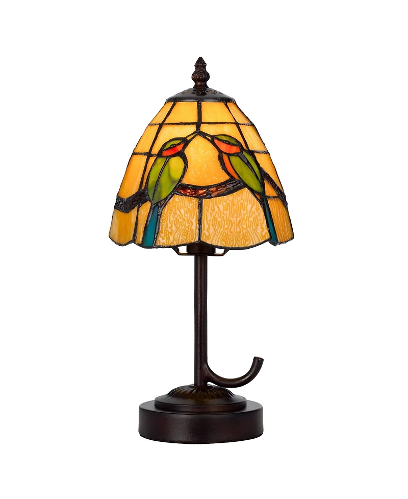 Slickblue Painted Avian Pair Tiffany Style Shade Elegant and Colorful Lighting Accent Lamp