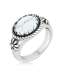 American West Jewelry Sterling Silver White Howlite East West Ring