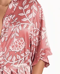 iCollection Plus Floral Stretch Woven Long-Sleeve Robe