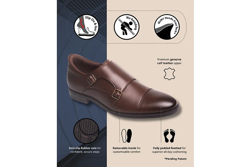 Marc Joseph New York Men's Oliver Street Hands-Free Slip-On Double Monk Dress Oxfords