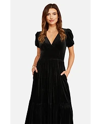 Yumi Women's Velvet Midi Dress