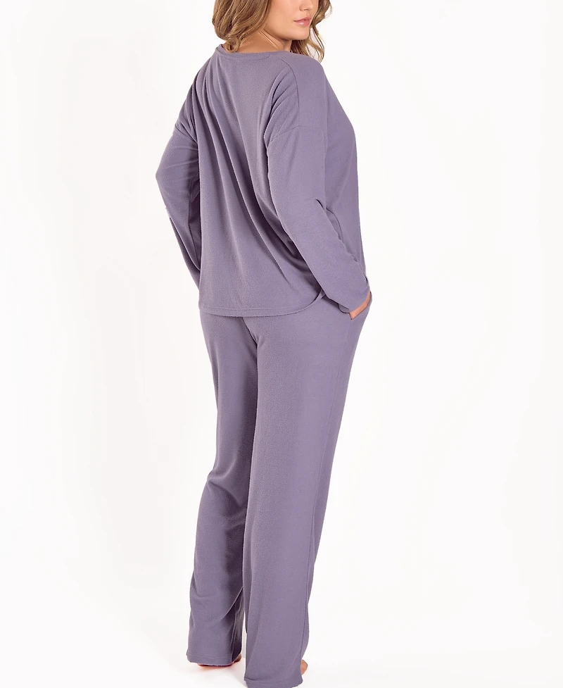iCollection Plus Baby Waffle Stretch Knit Long-Sleeve Pajama Set
