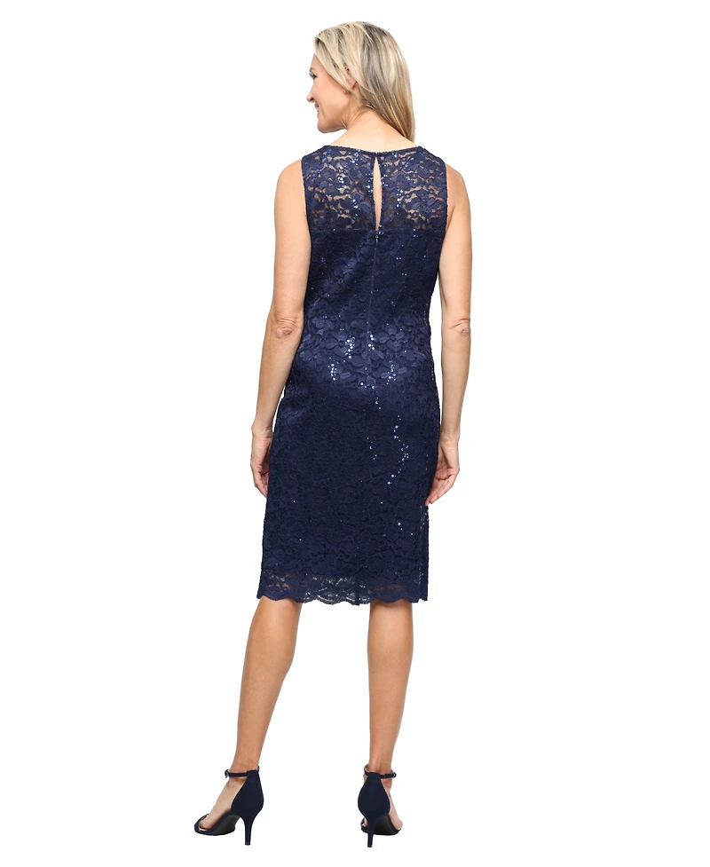 Sl Fashions Women's V-Neck Sheath Jacket Dress