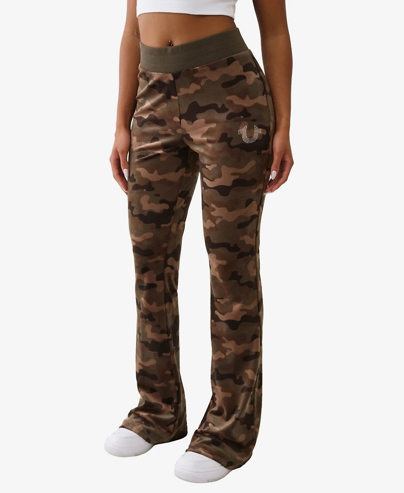 True Religion Women's Camo Velour Bootcut Pants