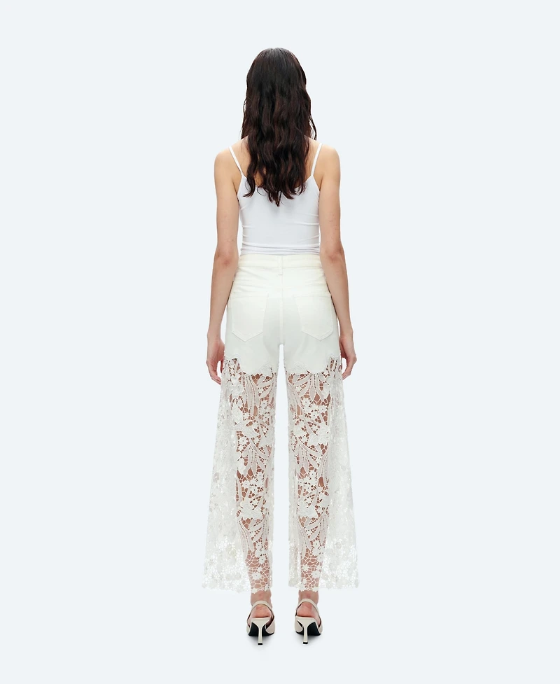 Bayeas Plus High-Rise Embroidered Lace Rhinestone Wide-Leg Jeans