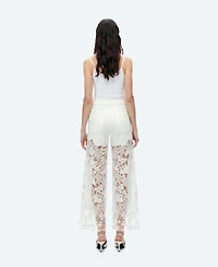 Bayeas Plus High-Rise Embroidered Lace Rhinestone Wide-Leg Jeans