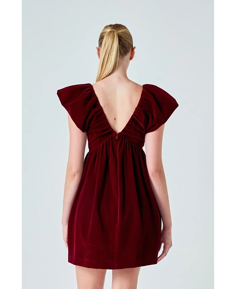 Endless Rose Women's Velvet Satin Bow Mini Dress