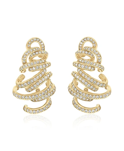 Suzy Levian Gala Collection Sterling Silver Cubic Zirconia Pave Spiral Drop Earrings