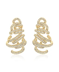 Suzy Levian Gala Collection Sterling Silver Cubic Zirconia Pave Spiral Drop Earrings