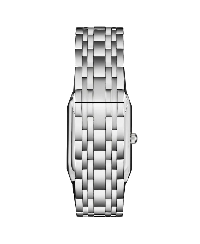 Stuhrling 4084 Modern Rectangular Bracelet Watch - Sunray Dial, Date Display, Slim Stainless Design