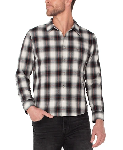 Liverpool Los Angeles Men's Stand-Collar Plaid Shirt