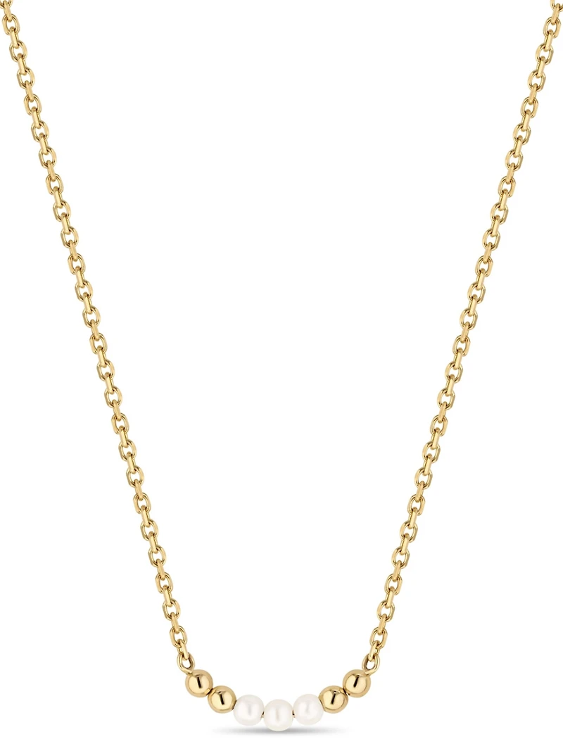 Devata Freshwater Pearl Necklace 14K Gold 16–18in Adjustable Chain Lightweight Gold Jewelry