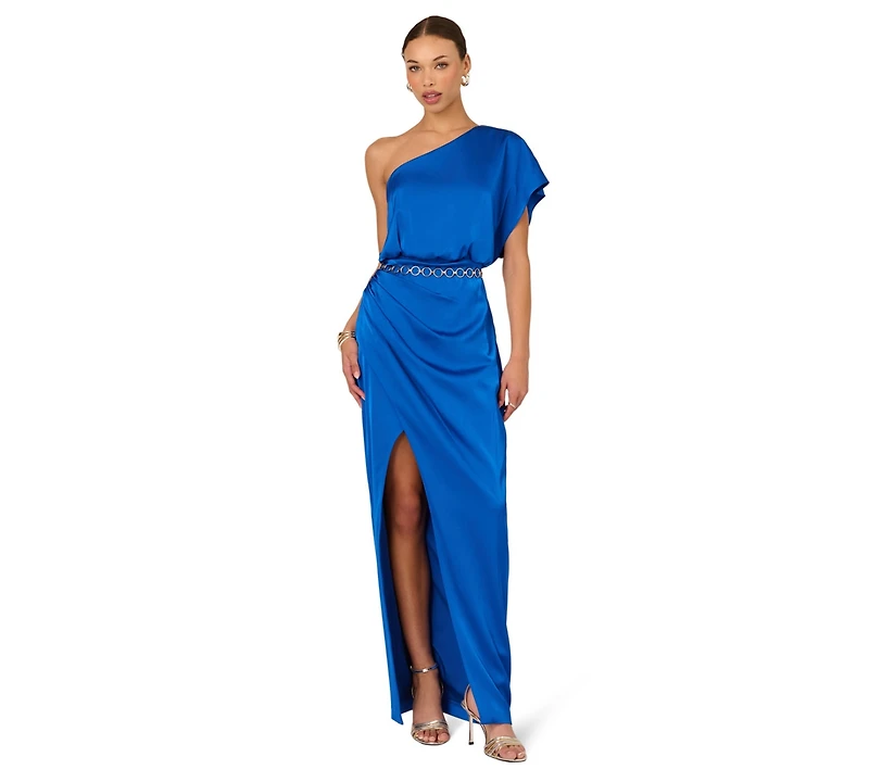 Adrianna Women's Ruched One-Shoulder Maxi Dress