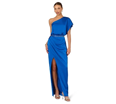 Adrianna Women's Ruched One-Shoulder Maxi Dress