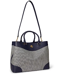 Lauren Ralph Lauren Marcy Large Houndstooth Woven Satchel Bag