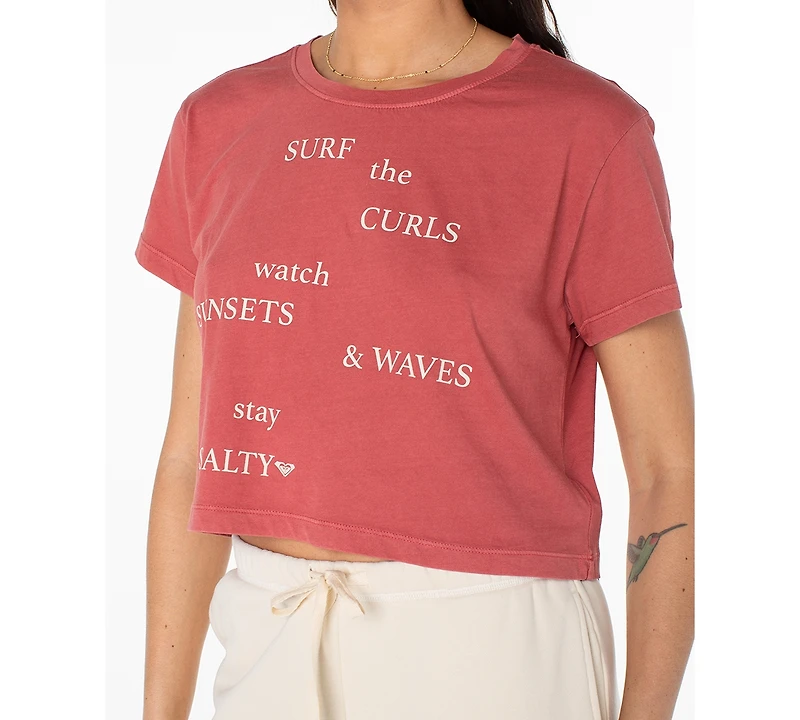 Roxy Women's Surf Poem Cropped Boxy Short-Sleeve T-Shirt