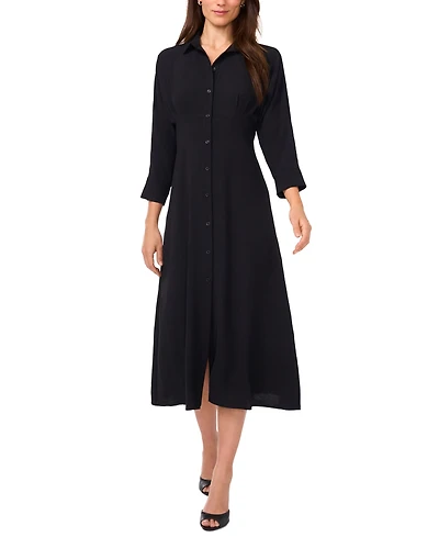 Msk Petite Collared Midi Shirtdress