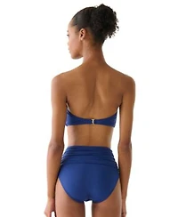 Kate Spade New York Womens Bandeau Top Ruched High Waist Bikini Bottoms