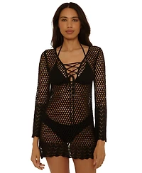 Becca Women's Treasure Island Crochet Knit Swimsuit Sweater