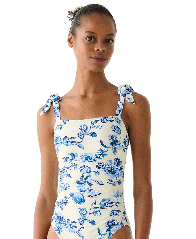 kate spade new york Women's Shirred Square Neck One-Piece Swimsuit