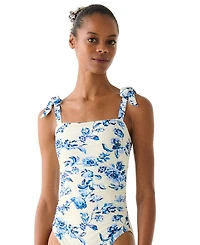 kate spade new york Women's Shirred Square Neck One-Piece Swimsuit