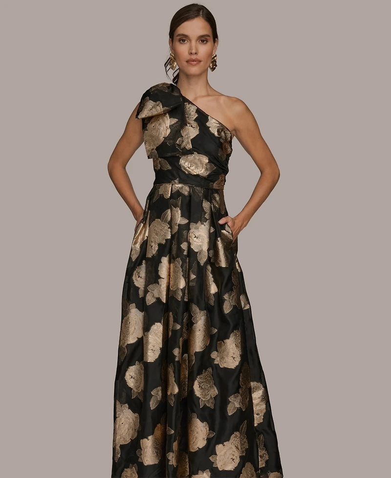 Donna Karan New York Women's One Shoulder Print Ball Gown