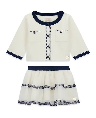 Guess Baby Girls Long-Sleeve Cardigan and Mesh Skirt, 2-Piece Set