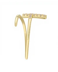 Unwritten Cubic Zirconia Gold Plated Cross Bypass Ring