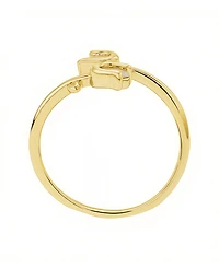 Unwritten Cubic Zirconia Gold Plated Flower Bypass Ring