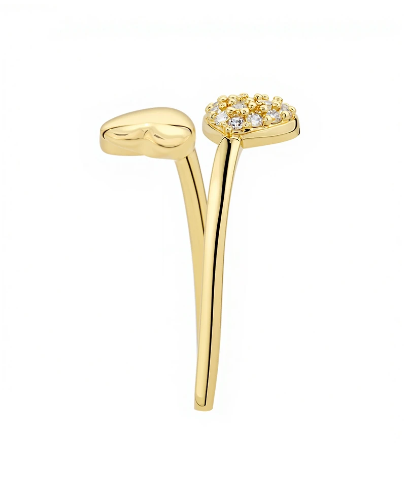Unwritten Cubic Zirconia Gold Plated Double Heart Ring