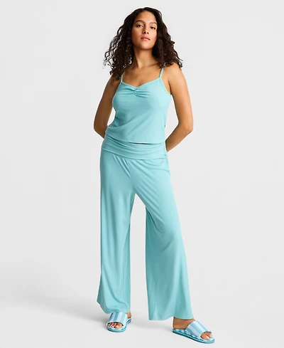 State of Day Women's Ribbed Tank & Foldover Pants Pajama Set, Macy's Exclusive