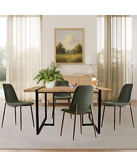 5-Piece Dining Table Set, 59'' Rectangular Mdf Wood Top with Metal Frame and Upholstered Chairs for Kitchen or Apartment-Maison Boucle