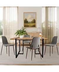 5-Piece Dining Table Set, 59'' Rectangular Mdf Wood Top with Metal Frame and Upholstered Chairs for Kitchen or Apartment-Maison Boucle