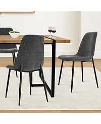 5-Piece Dining Table Set with 59'' Mdf Table, Rectangular Wood-Look Top and Black Metal Legs 4 Upholstered Chairs-Maison Boucle