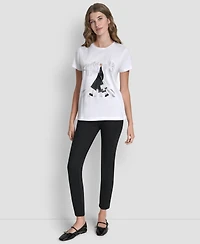 Dkny Women's Short-Sleeve Crosswalk Conversational Top