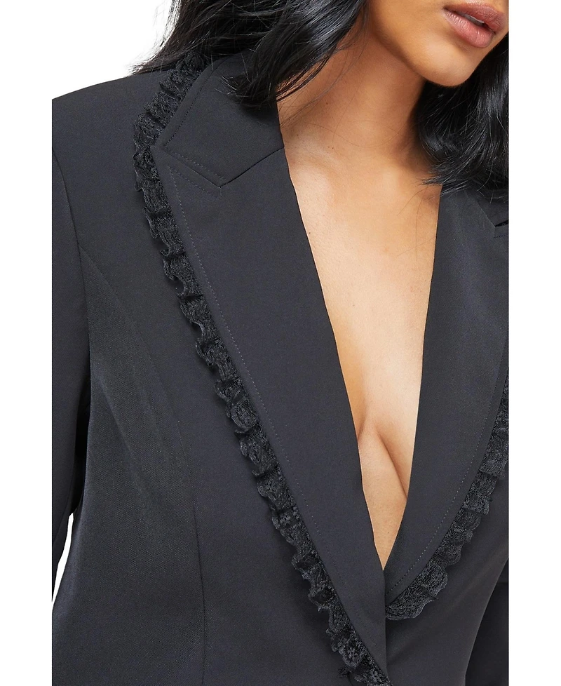 Warehouse Women's Oversized Lace Frill Trim Blazer