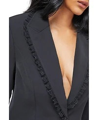Warehouse Women's Oversized Lace Frill Trim Blazer
