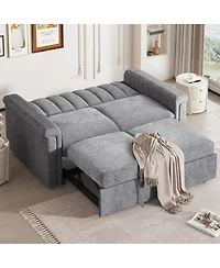 Maison Boucle Pull-Out Sleeper Loveseat Sofa with Adjustable Backrest, Small Space Convertible Couch Bed for Guest Room or Apartment