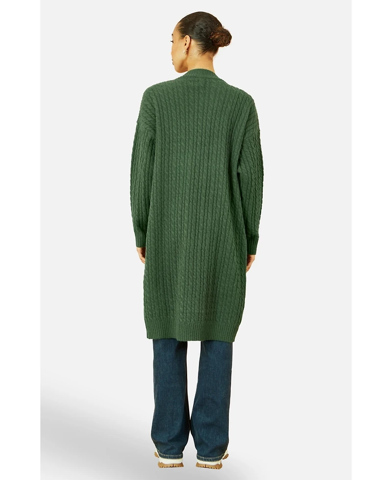 Yumi Women's Cable Knit Long Sleeve Cardigan