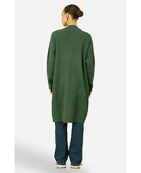 Yumi Women's Cable Knit Long Sleeve Cardigan