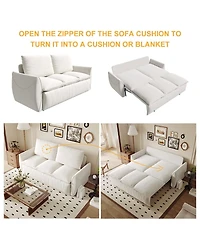 Maison Boucle 70.9" Pull Out Sofa Bed, 3-Seat Velvet Convertible Sleeper Couch with 2-in-1 Pillow Blanket Set for Living Room or Guest