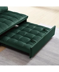 Maison Boucle Modern Velvet Pull-Out Loveseat Sleeper, Tufted Convertible Sofa Bed with Removable Back Cushions for Small Apartments
