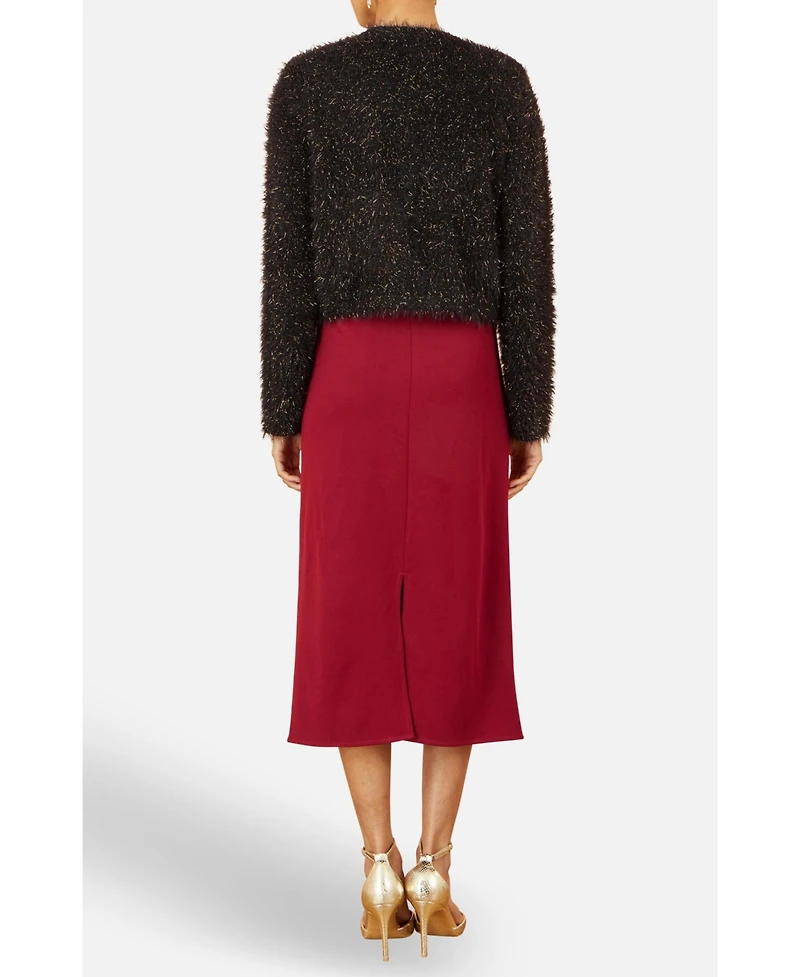 Yumi Women's Metallic Fluffy Eyelash Bolero