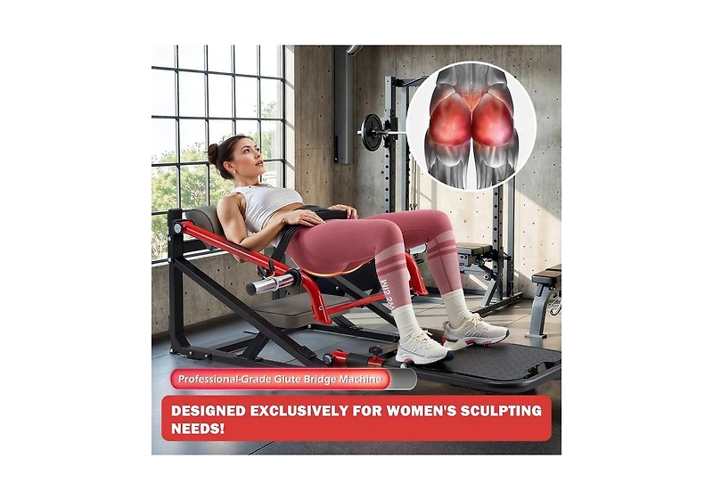 Aecojoy Hip Thrust Machine with Adjustable Footboard, 800LBS Plate-Loaded Glute Bridge Machine