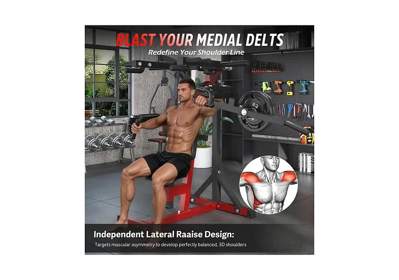 Aecojoy Deltoid and Shoulder Press Machine, 3-in-1 Shoulder-Specific Machine with Shoulder Press, Lateral Raise & Reverse Fly