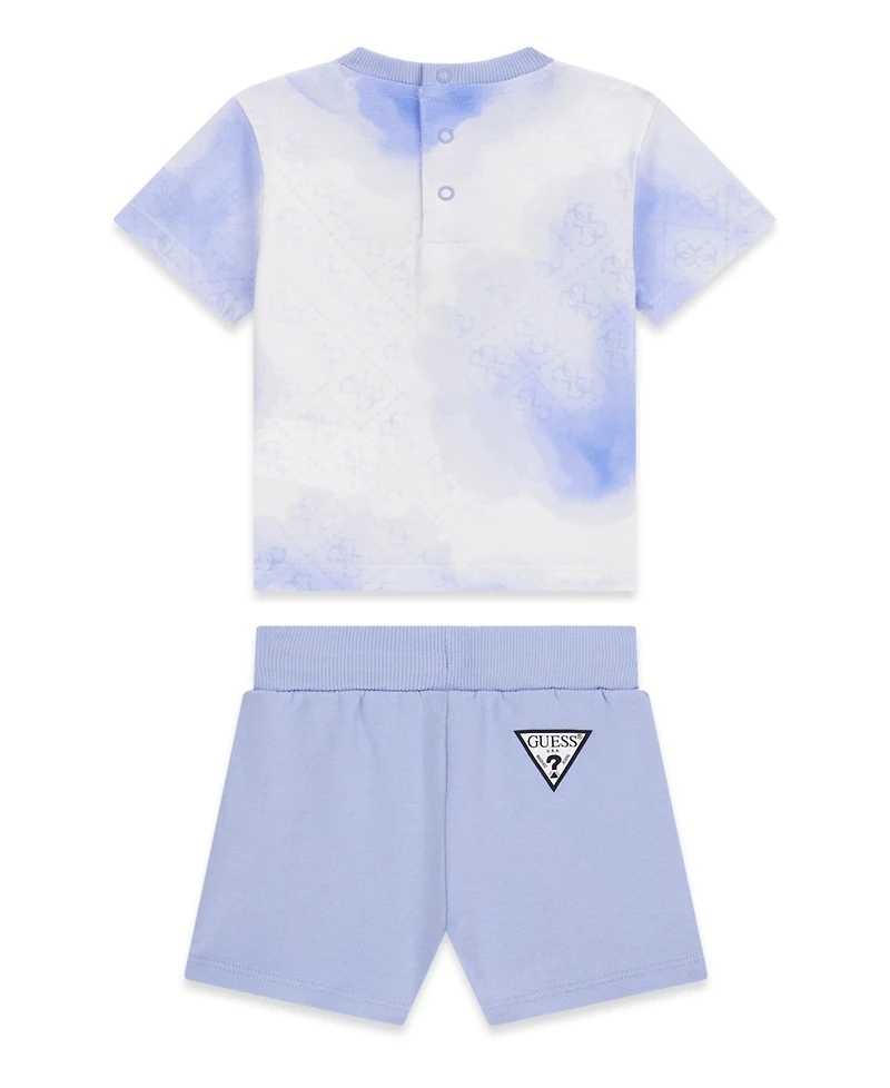 Guess Baby Boys All-Over Printed Short-Sleeve T-Shirt and Shorts, 2-Piece Set